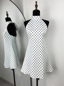 Vestido Mini Feminino com Bandagem e Patchwork Contrastante - Sexy Cintura Alta Verão