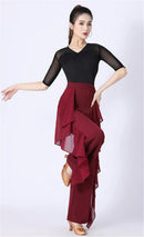 Dance Wide Leg Pants Women's High Waist Pants Lotus Leaf Side Wild Dangling Feel Training Pants 2022 New Dance Female pants