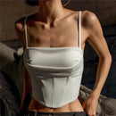 Spaghetti Strap Tank Top Sexy Backless Bandage Skinny Crop Tops Summer Elegant Lace Up Party Streetwear Women Camis