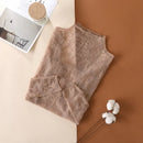 New Women Floral Lace Shirt Spring Autumn Long Sleeve Sexy Mesh Bottoming Shirts Mock Neck Blouse T-Shirt Pullover Top