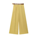 High Waist Wide Leg Pants for Women Fashion Belted Front Darts Side Pockets Female Trousers