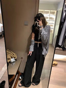 Elegant White Wide Leg Pants Women Fashion Streetwear Linen Black Baggy Pants Summer Korean High Waist Casual Straight Trousers