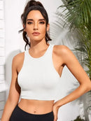 4Pcs Women Rib Knit Crop Tank Top Casual Sleeveless Crew Neck Slim Fit Basic Camisole Streetwear Summer Daily Workout Yoga Tops