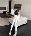 Pants for Woman White Skinny High Waist Shot Trousers Slim Fit Women's Jeans Medium Hippie Fitted Good Quality Cheap Wholesale Z