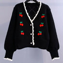 New Women Spring Autumn Knitted Cardigan Sweater V-neck Cropped Short Tops Korean Retro Outerwear Long Sleeve Sweaters Tops