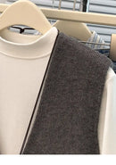 V-neck Knitted Vest Vest Vest for Women in Spring Autumn and Winter 2025 New Fashionable Horse Clip Cardigan Versatile Sweater