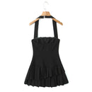 Vestido Feminino Branco com Renda Bordada e Halter - Sem Manga Costas Abertas Sexy Linha A Festa 2025