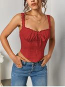 NewAsia Women's Sleeveless Spaghetti Strap Lace Crop Corset Top Backless Double Layer Fashion Casual Party Cami Bustier Tops