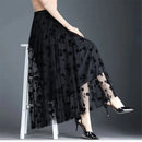 Mesh Floral Skirt Women 2023 Spring Summer Autumn Long Gauze Skirt High Waisted Grace Fashion Puff Skirts Elegant Mujer Printing