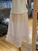 Red Floral Midi Skirts Woman Summer Lace Trim A-line Long Faldas Female New Preppy Style All-match Sweet Cute Cotton Skirts Y2k
