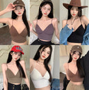 V-Neck Camisole Women Sexy Stretch Push Up Bra with Chest Pads Knitted Crop Top for Female Short Tube Top Tops Bralette Y2k