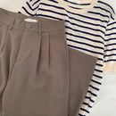 High Waist Women Suit Pants Fall Straight Office Ladies Korean Fashion Trousers Casual Button Loose Female Black Pants New 2024