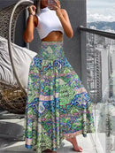 Women's Fashion Floral Print Skirt Casual High Waist Loose Long Skirts For Women Boho Holiday Beach Party Womens Clothing Summer