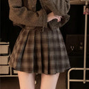 Pleated Skirts for Women American Style Retro Plaid College Autumn Sweet Girls Chic High Waist Belted Fashion All-match Mini New