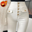Pants for Woman White Skinny High Waist Shot Trousers Slim Fit Women's Jeans Medium Hippie Fitted Good Quality Cheap Wholesale Z