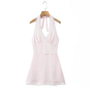 Vestido Halter Mini Feminino com Renda e Poá - Elegante, Sexy, Costas Abertas - Verão 2025