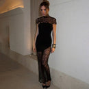 Vestido Feminino Sexy com Renda See Through e Tomara que Caia - Festa Clube Noite