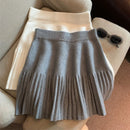 Pleated Mini Skirts Korean Sweet Knitted Skirts Sweet Elastic Waist Ladies Casual Youthful For Women's Clothes Solid Fashion New