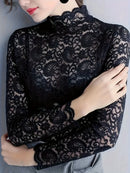 Elegant Women's Long Sleeve Lace Base Shirt T-shirt Sophisticated Feminine Design Comfortable Underwear Top