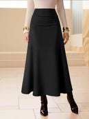 Women Midi Skirt High Waist A line Flowy Style Breathable Fabric Ideal for Casual Streetwear Dates  Classic Colors