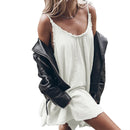 Vestido Mini Feminino Boho de Algodão com Alças e Amarrão - Casual Praia Verão