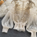 Lace Puff Long Sleeve Blouse Vintage Fashion Blouses Elegant Femme Blusas Korean Woman Tops Women Shirts Clothing Dropshipping