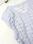 Women's Fashion Casual V-Neck Open-Shirt Design Top Elegant Hollow out Neck Design for Comfortable Wear