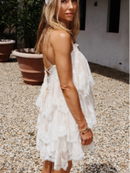 Vestido Mini Feminino Branco com Renda e Ombro Frio - Boho Casual Praia Verão