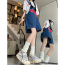 Short Jeans Feminino Kawaii com Bordado e Perna Larga - Y2K Streetwear