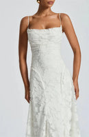 Vestido Longo Feminino Maxi com Alças Finas e Amarrão - Sexy Ombro Frio Festa Clube