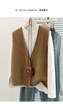 V-neck Knitted Vest Vest Vest for Women in Spring Autumn and Winter 2025 New Fashionable Horse Clip Cardigan Versatile Sweater
