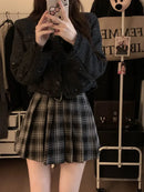 Pleated Skirts for Women American Style Retro Plaid College Autumn Sweet Girls Chic High Waist Belted Fashion All-match Mini New