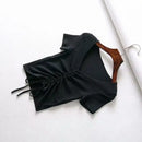 Cropped Regata Feminino Decote V com Amarração Frontal - Slim Streetwear Verão 2024