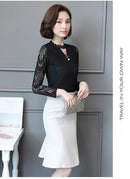 Women Lace Blouse Long Sleeve Fashion Blouses and Shirts Crochet Casual Female Clothing Plus Size Femme Tops