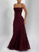 Vestido Longo Feminino Maxi com Alças Finas e Amarrão - Sexy Ombro Frio Festa Clube