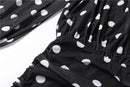 Vestido Bodycon Feminino de Gola Alta com Poa e Mesh - Elegante Escritório Festa