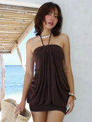 Vestido Mini Halter Franzido com Costas Abertas - Festa e Balada Y2K