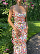 Vestido Longo Feminino Elegante com Alças Finas e Costas Abertas - Festa Y2K
