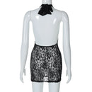 Vestido Mini Feminino Floral com Halter e Costas Abertas - Sexy Praia Balada 2024
