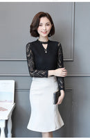 Women Lace Blouse Long Sleeve Fashion Blouses and Shirts Crochet Casual Female Clothing Plus Size Femme Tops