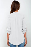 Women Tops Blouses Long Sleeve  V-Neck Chiffon Blouse office work Shirt