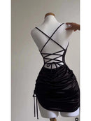 Vestido Mini Bodycon de Cetim com Amarração e Costas Abertas - Balada