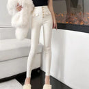 Pants for Woman White Skinny High Waist Shot Trousers Slim Fit Women's Jeans Medium Hippie Fitted Good Quality Cheap Wholesale Z