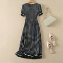 Pleated dress, women's waist collection, short sleeved floral long skirt, elegant 2026 summer new style DRESS