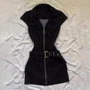 Vestido Jeans Feminino Mini Y2K com Cinto - Streetwear Grunge Verão