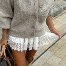 Women Lace Mini Skirt Low Rise Layered Ruffle Hem Black White Chic Mini Skirt Lingerie Short Skirts Fairycore Skirt Streetwear