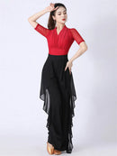 Dance Wide Leg Pants Women's High Waist Pants Lotus Leaf Side Wild Dangling Feel Training Pants 2022 New Dance Female pants
