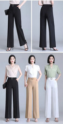 High Waist Wide Leg Pants Women Spring Autumn New Drop Feel Relaxed Straight Suit Pants Fashion Wild Casual Trousers White Black