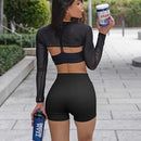 Women High Waist Workout Fitness Yoga Shorts Gym Running Yoga Leggings Scrunch Butt Seamless Knited Sports Three Point Shorts
