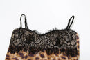 Vestido Mini de Renda com Estampa de Leopardo e Alças Finas - Praia e Festa